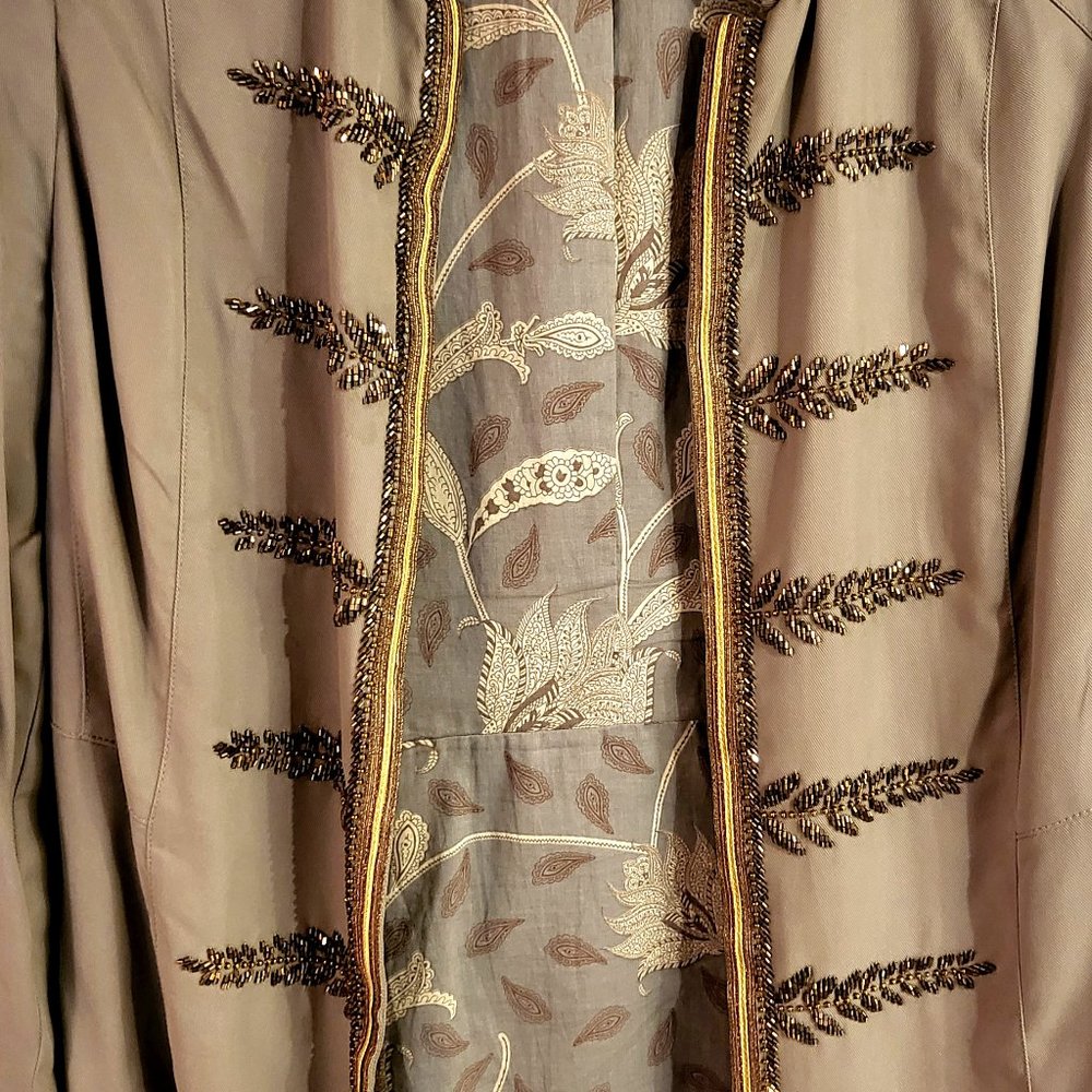 Chico's Olive Green jacket with Beads